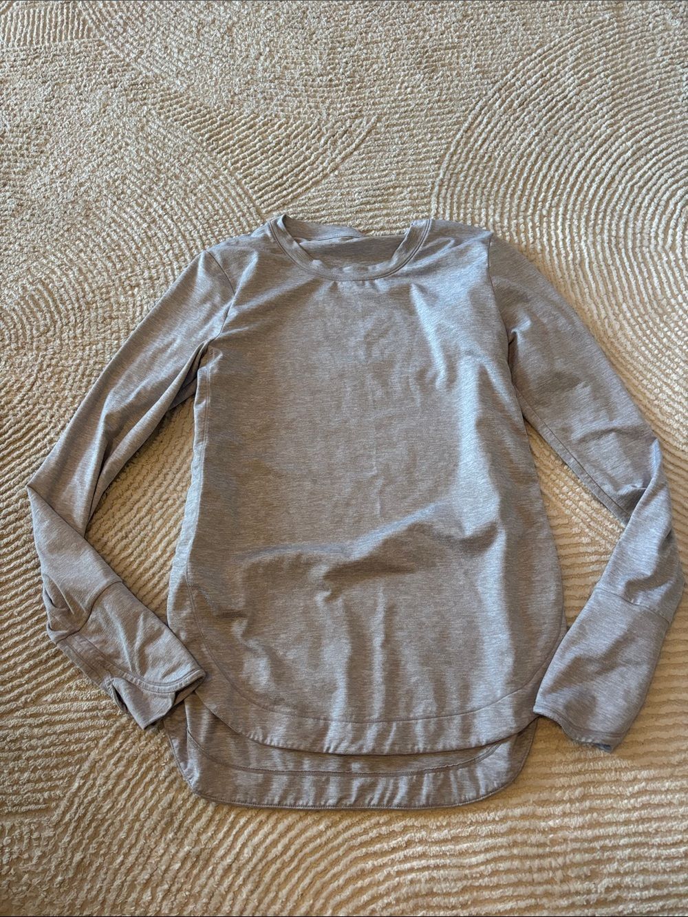 Athleta Light Heather Gray Long Sleeve Crew